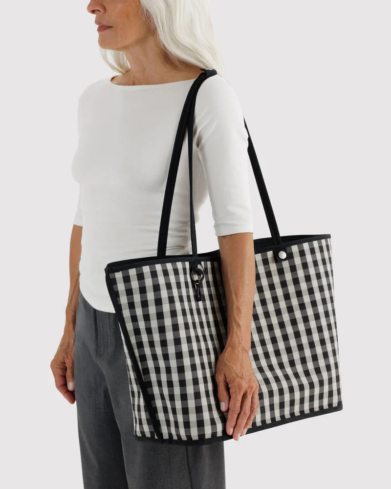 Large Nylon Reversible Tote in Black Mix