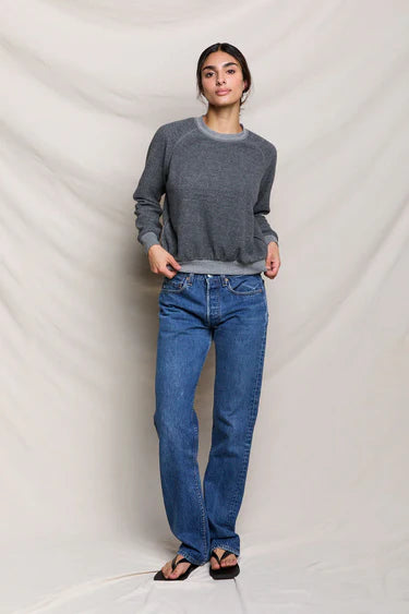 Ziggy Reverse Fleece Crewneck Sweatshirt in Dark Heather Grey
