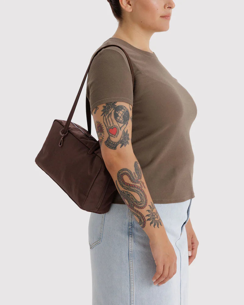Nylon Bowler Bag in Coffee