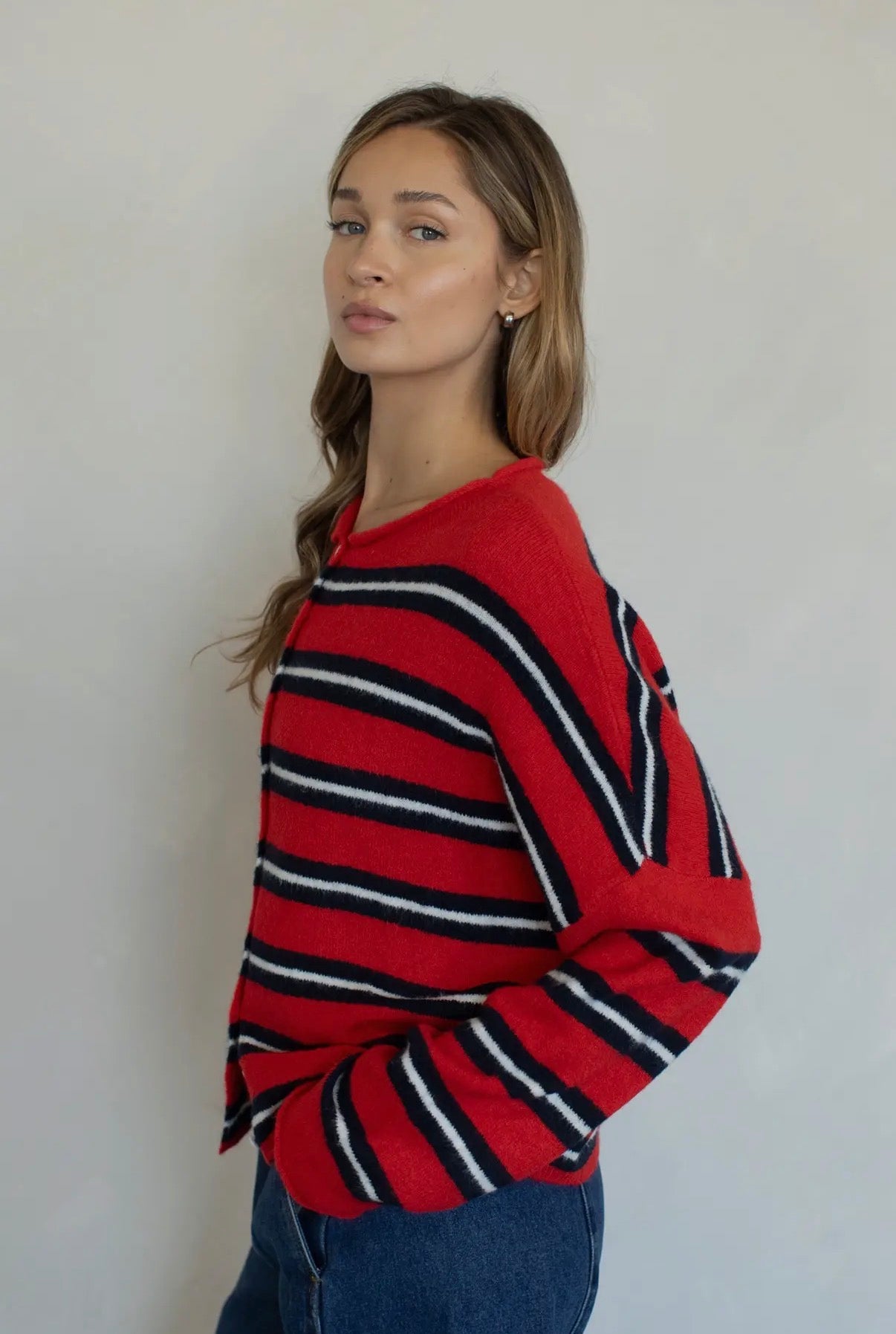 Maisie Sweater in Red Varsity Stripe