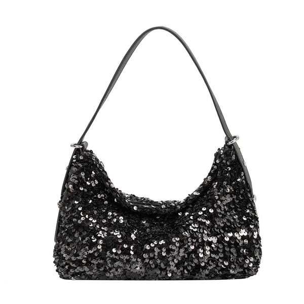 Yara Black Small Sequin Shoulder Bag