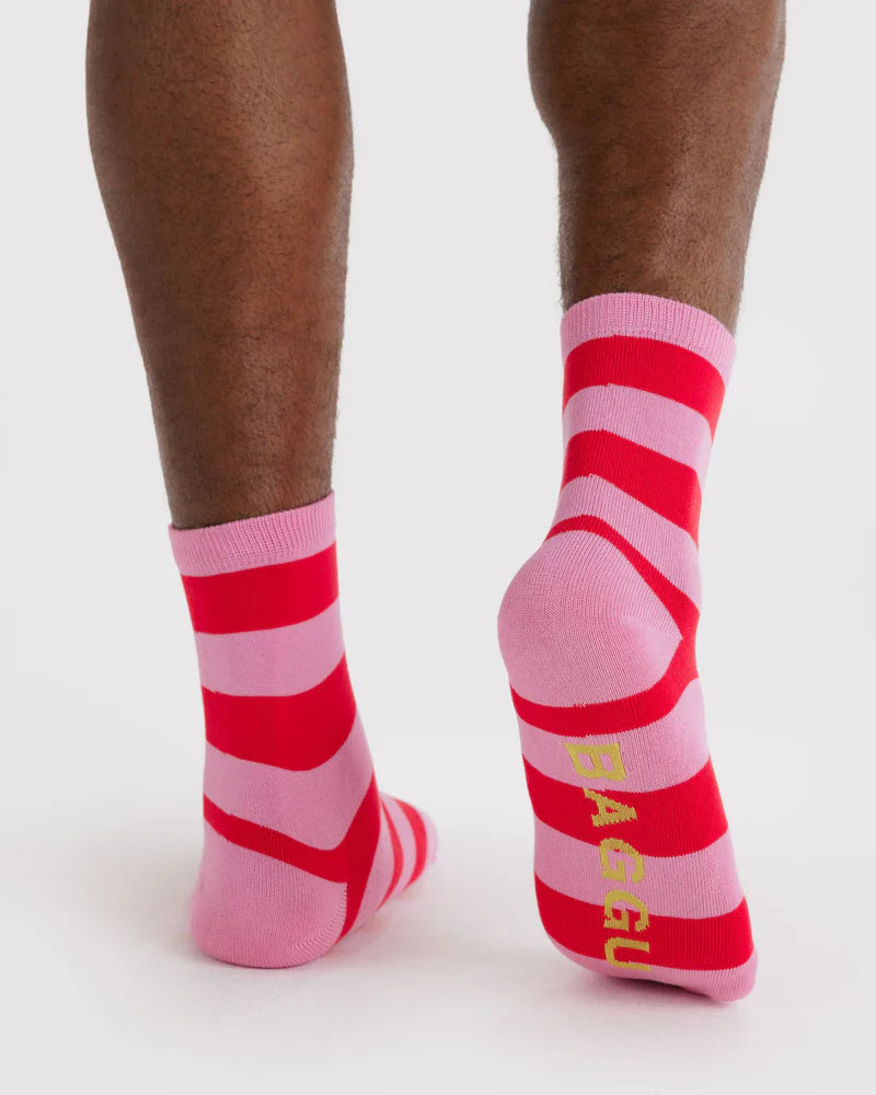 Crew Sock in Pink Stripe