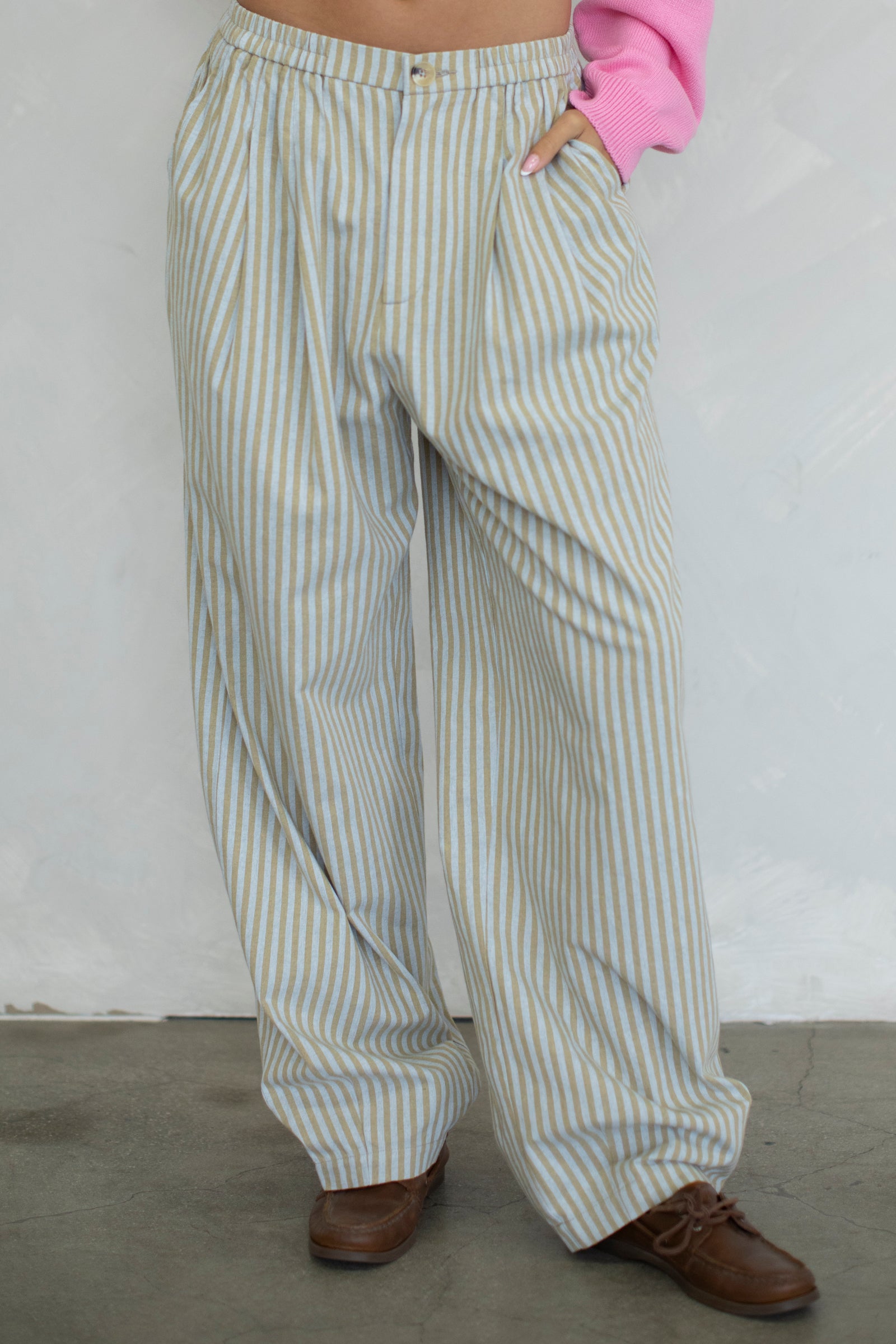Leighton Stripe Pants in Taupe