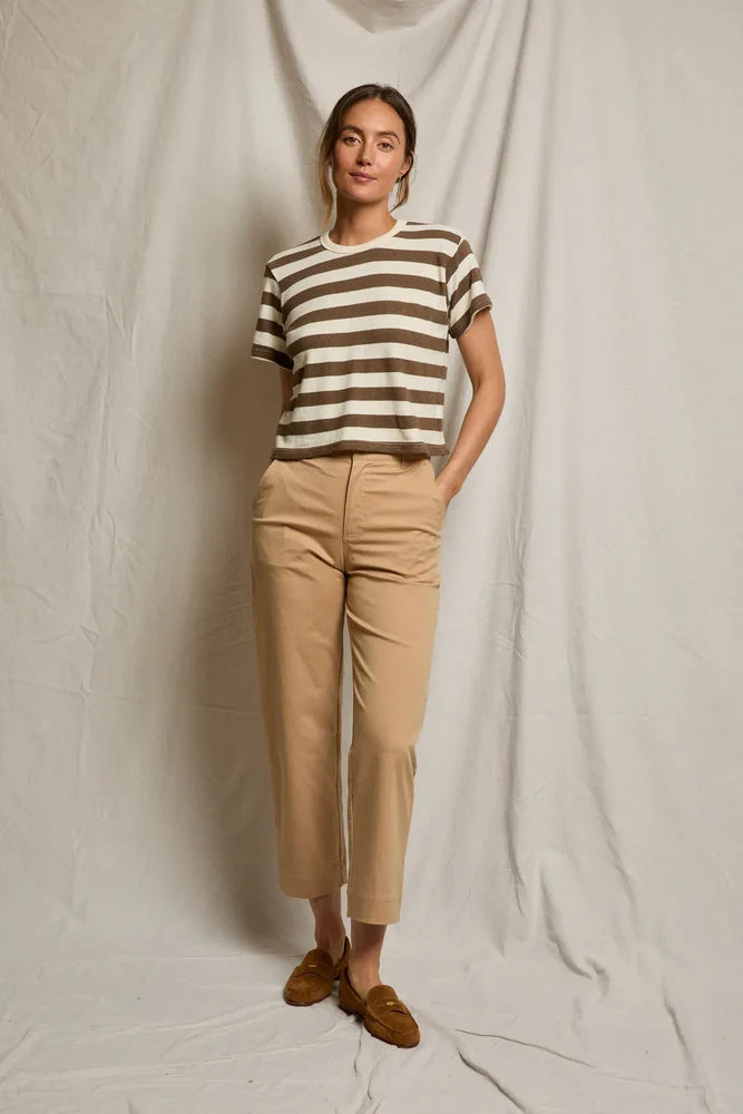 Lainey Rugby Tee in Mocha Natural Stripe
