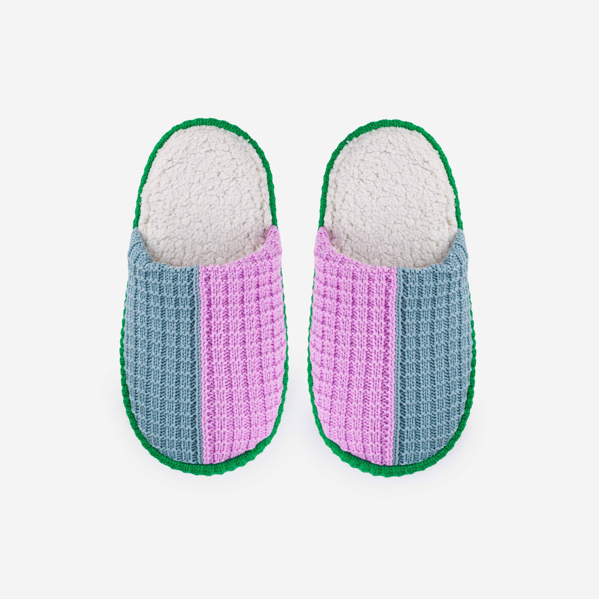 Colorblock Slide Slippers in Stone Blue Lilac