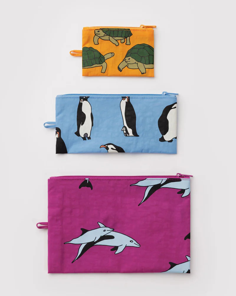 Flat Pouch Set in Vacation Animals