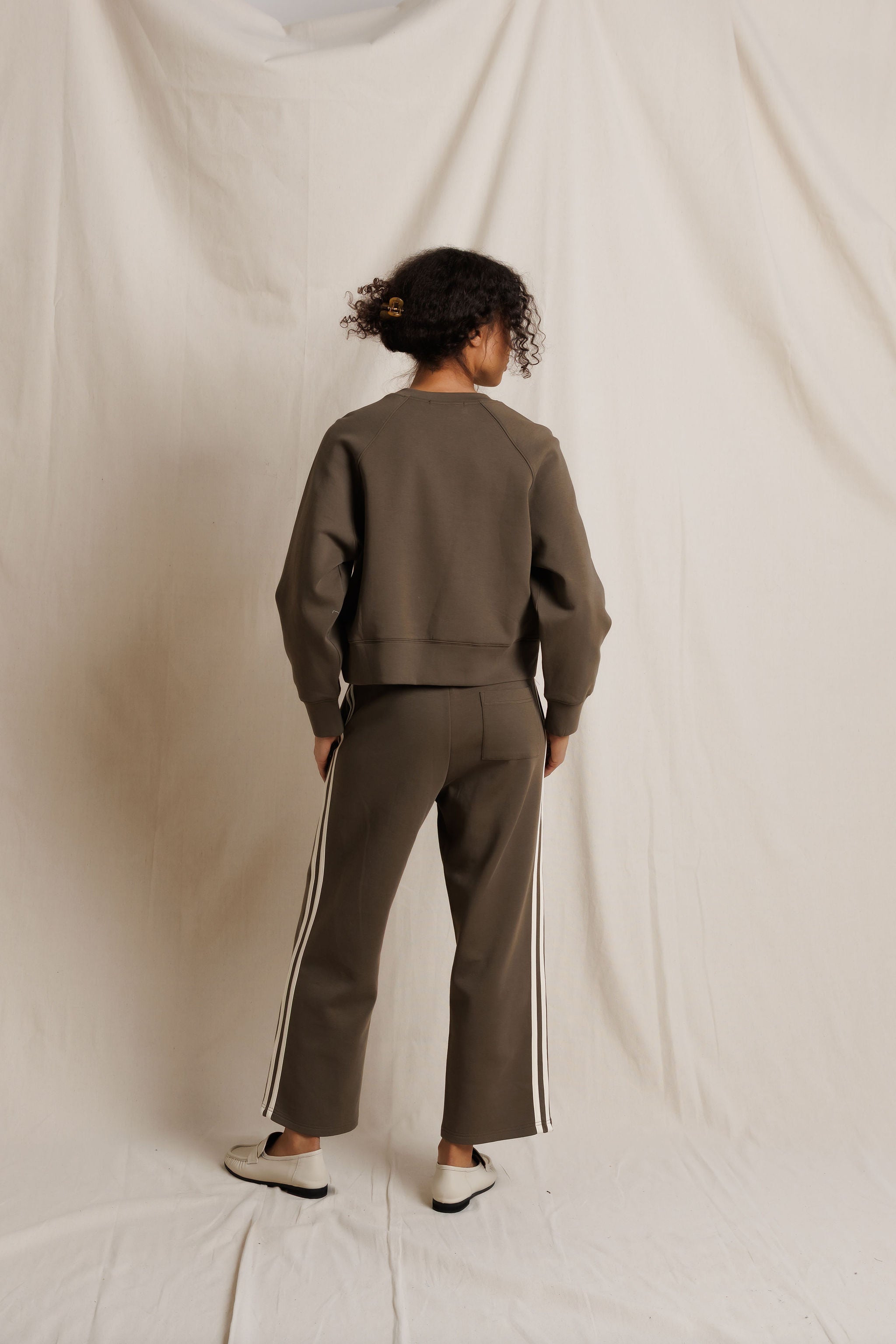 Claud Pureform Cropped Track Pants in Dark Olive