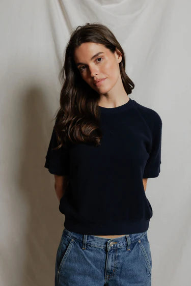 Kennedy Short Sleeve Crewneck Sweatshirt in Navy