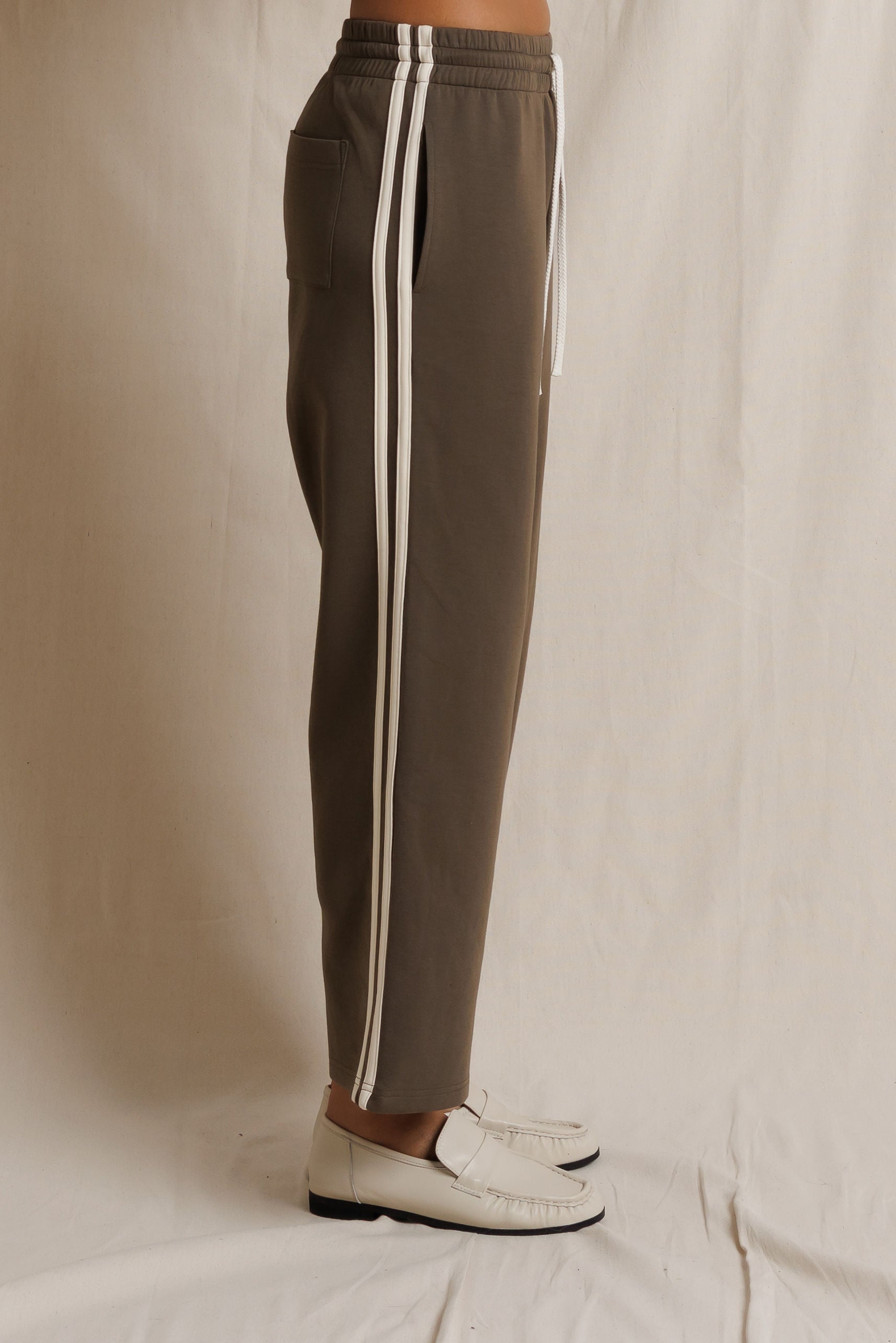 Claud Pureform Cropped Track Pants in Dark Olive