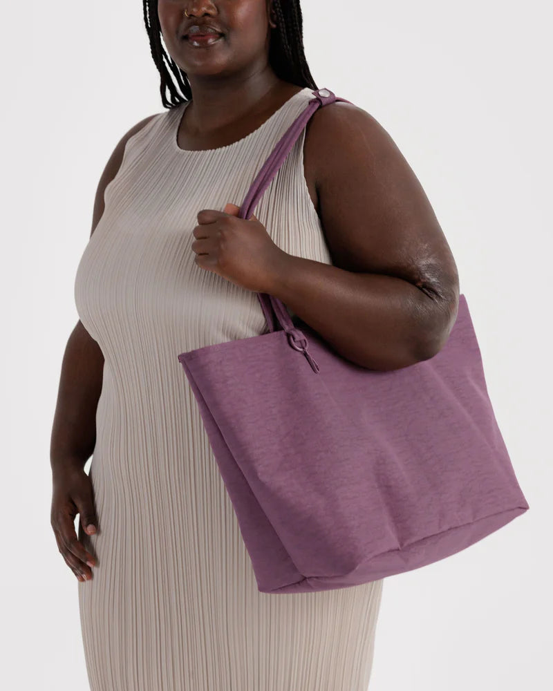 Large Nylon Reversible Tote in Plum Mix