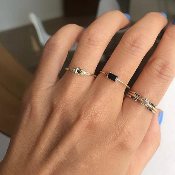 Mini Deco Point Ring - Black Diamond