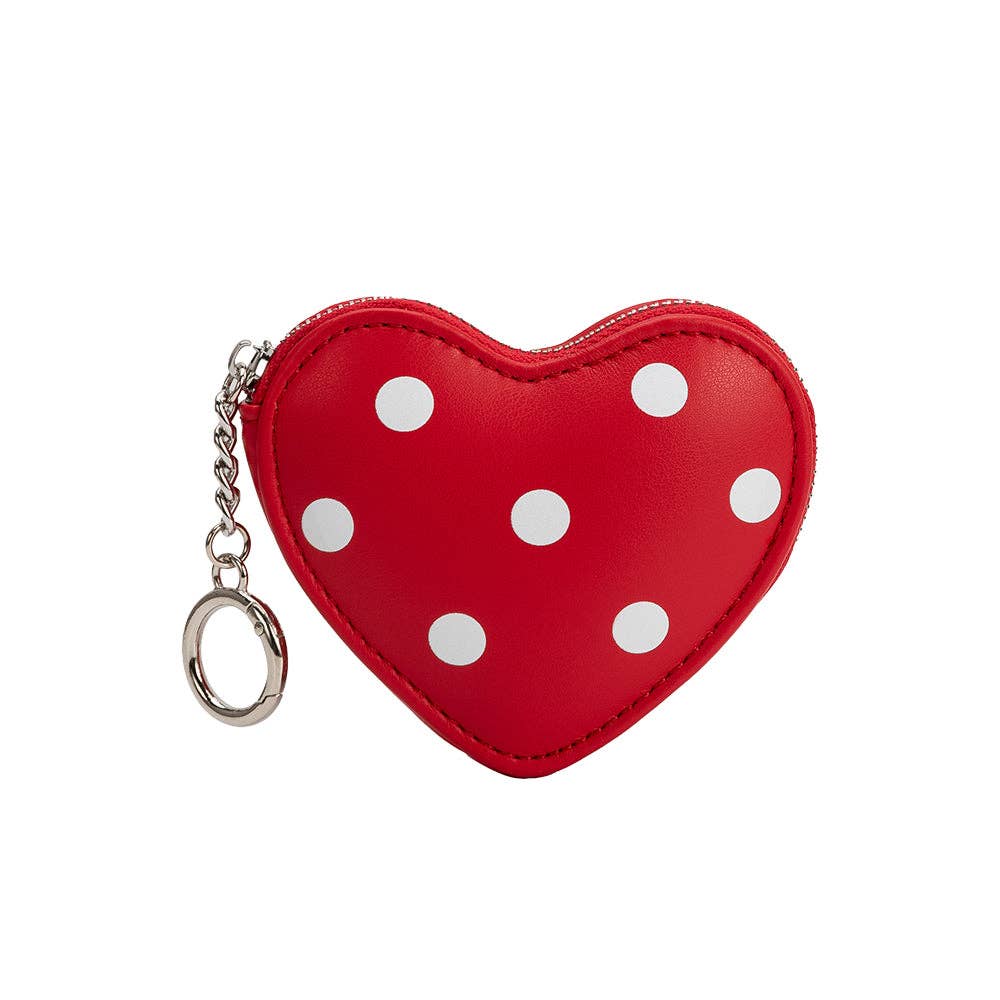Puffy Heart Polka Dot Red Coin Purse Charm