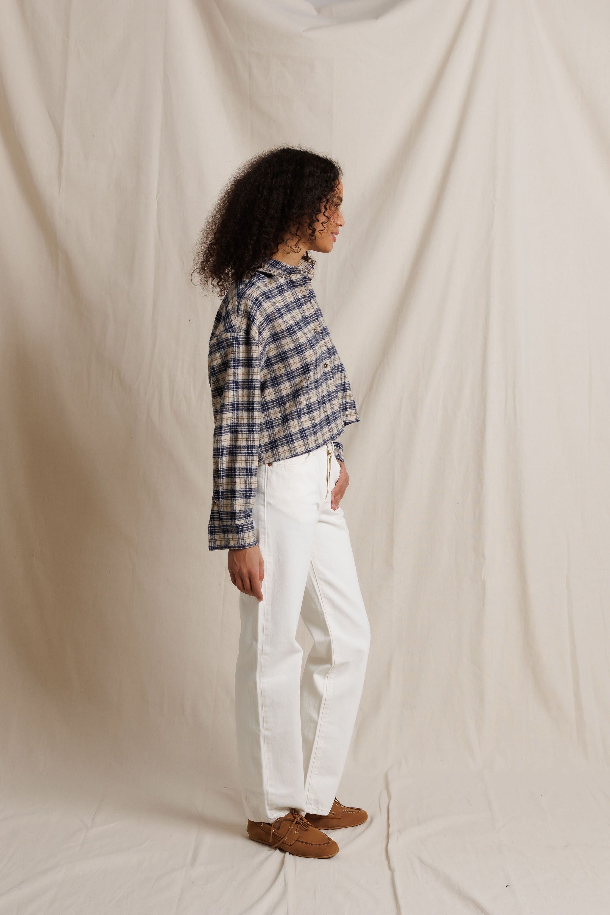 Tate Plaid Button Up in Sugar Plaid