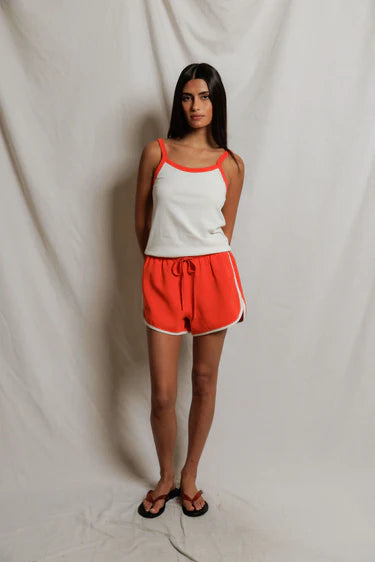 Cherry Cotton Jersey Ringer Tank