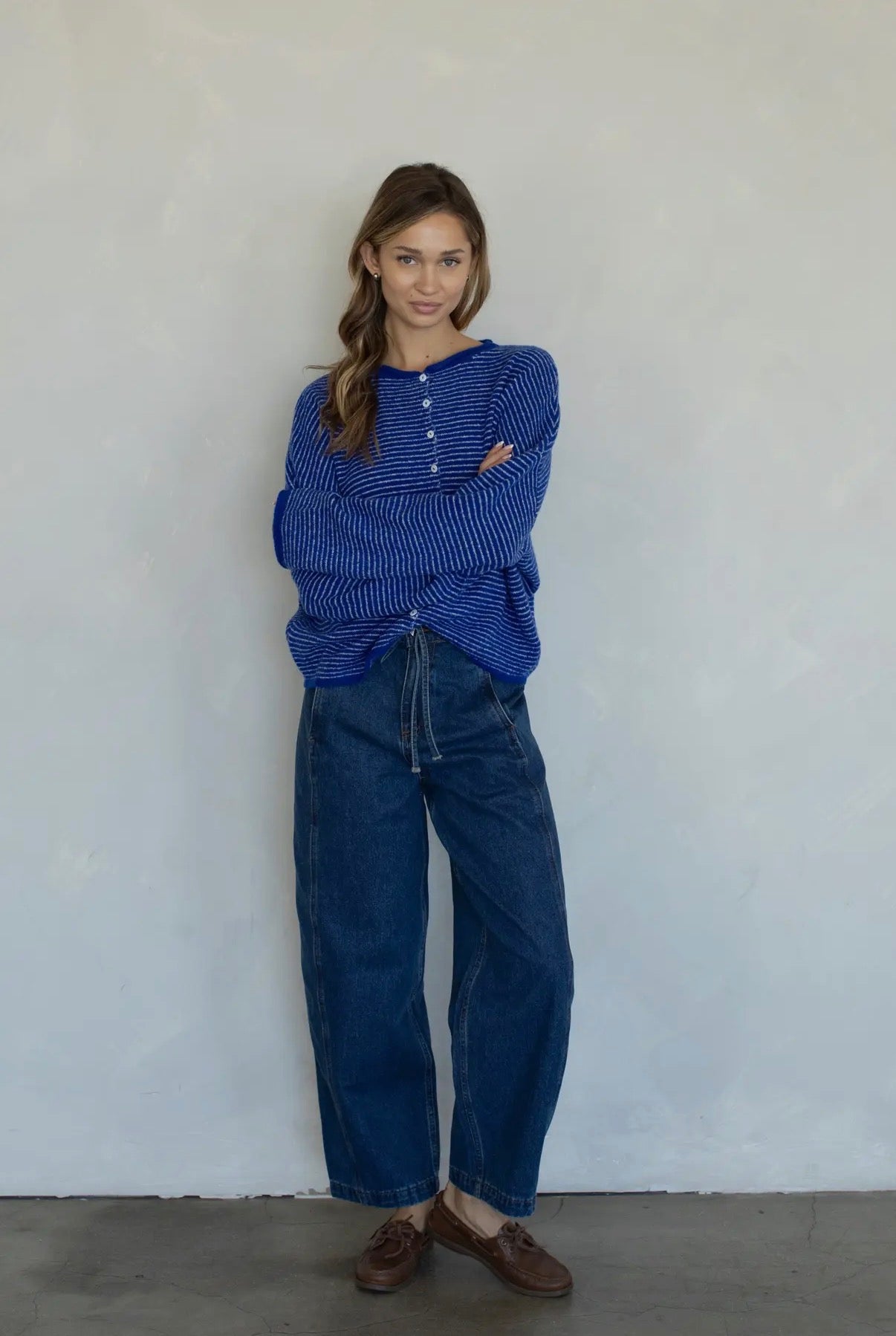 Maisie Sweater in Mini Cobalt Stripe