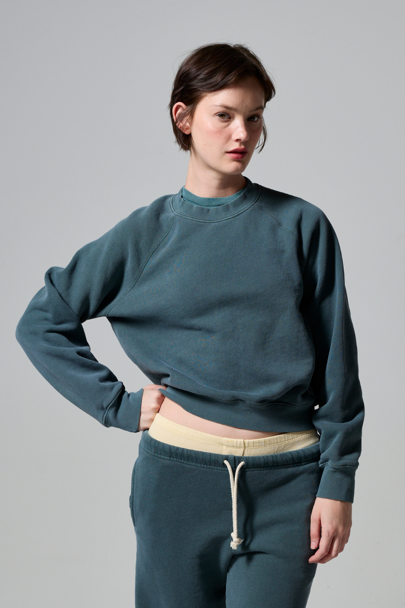 Lilou Vintage Shrunken Crew in Hunter
