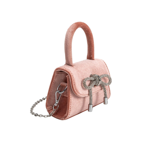 Sabrina Blush Mini Velvet Top Handle Bag