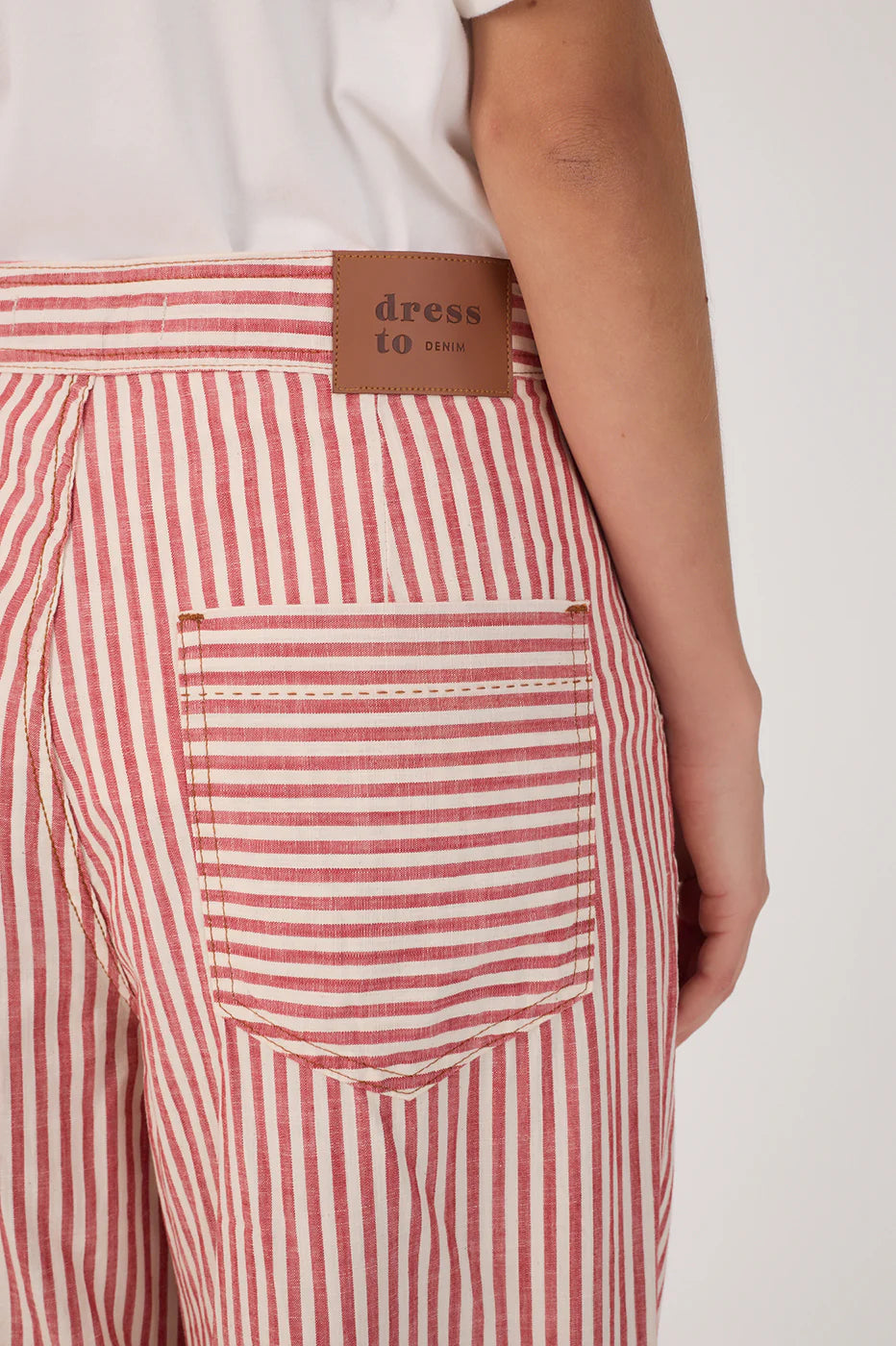 Striped Twill Wide Leg Pants