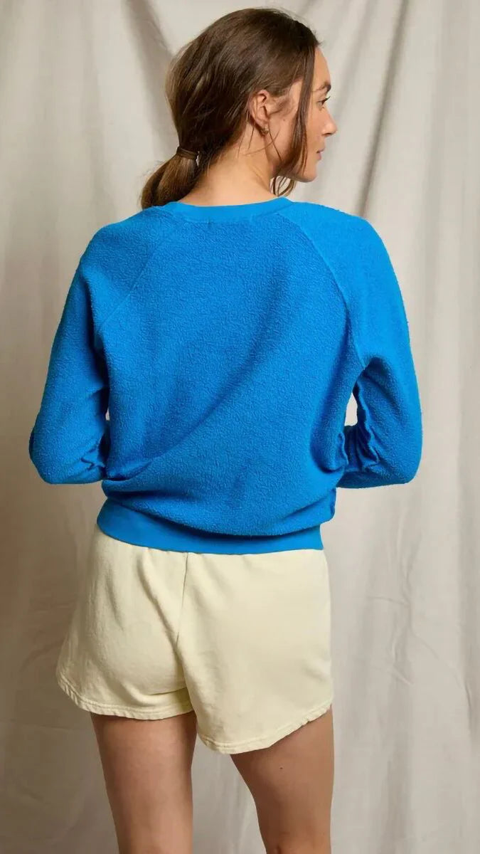Ziggy Reverse Fleece Crewneck Sweatshirt in Cobalt