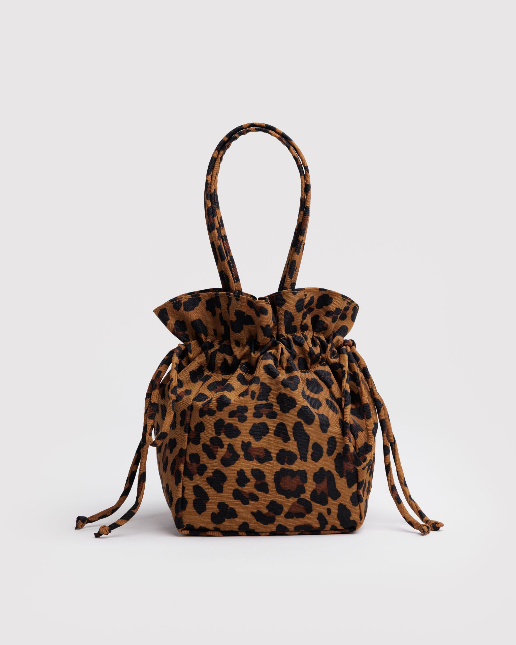 Nylon Drawstring Bag in Leopard
