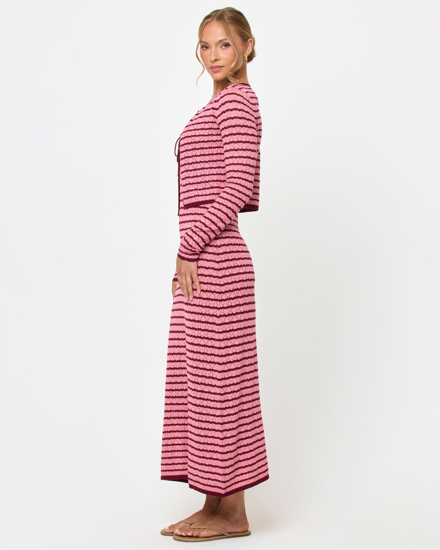 Rosalie Cardigan - Strawberry Stripe