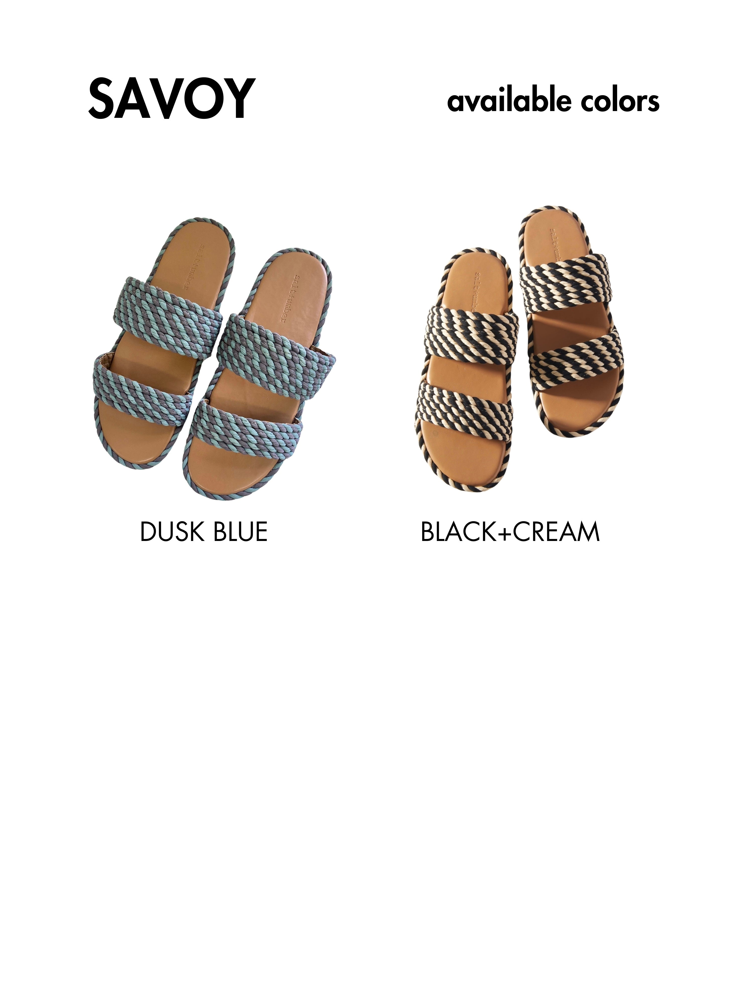 SAVOY-2 -DUSK BLUE vegan rope double band slide sandal