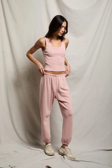 Johnny French Terry Jogger in Vintage Pink