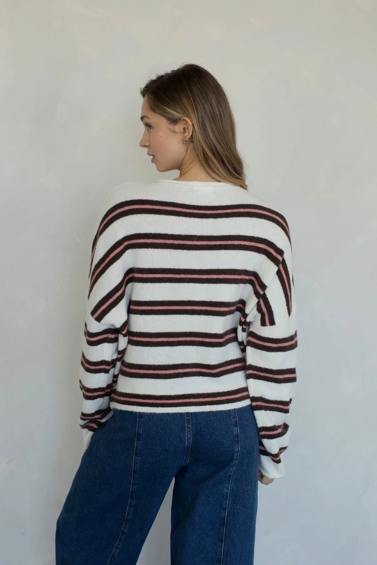Maisie Sweater in Ivory Varsity Stripe