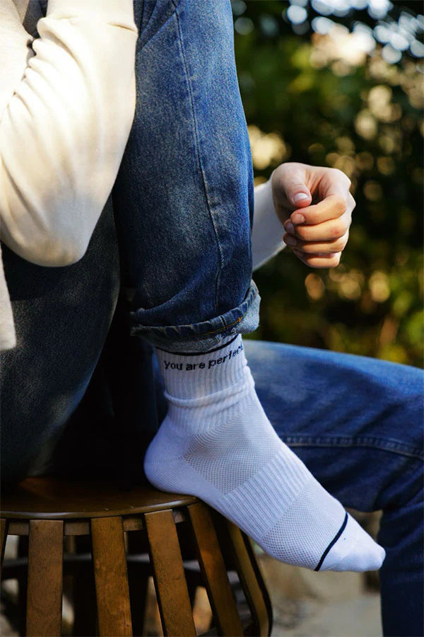Perfect White Tee You Are Perfect Socks in White