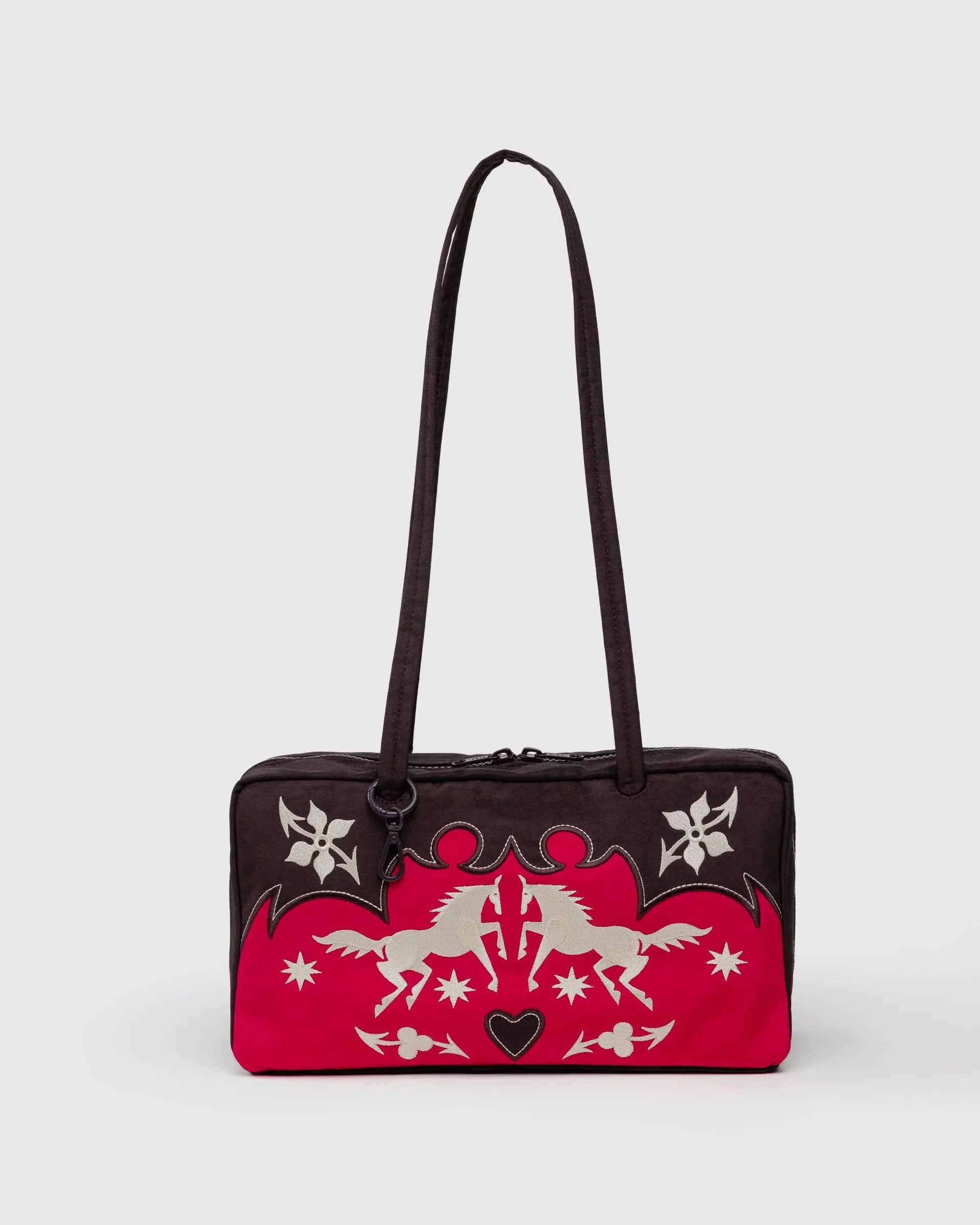 Nylon Bowler Bag in Western Appliqué