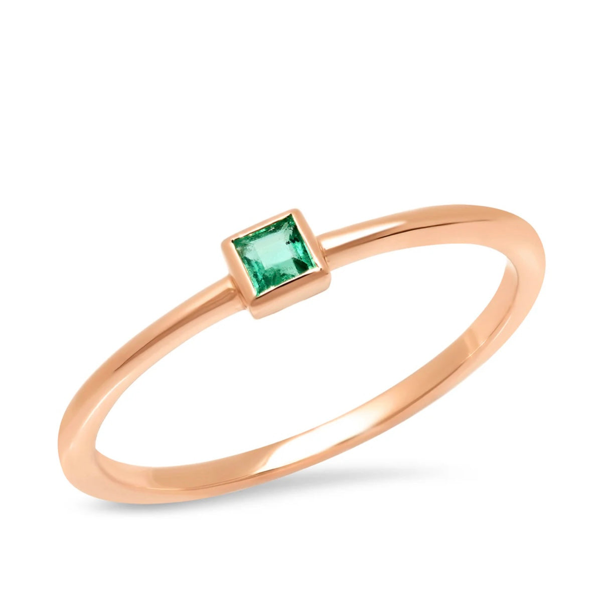 Emerald Princess Cut Pinky Ring