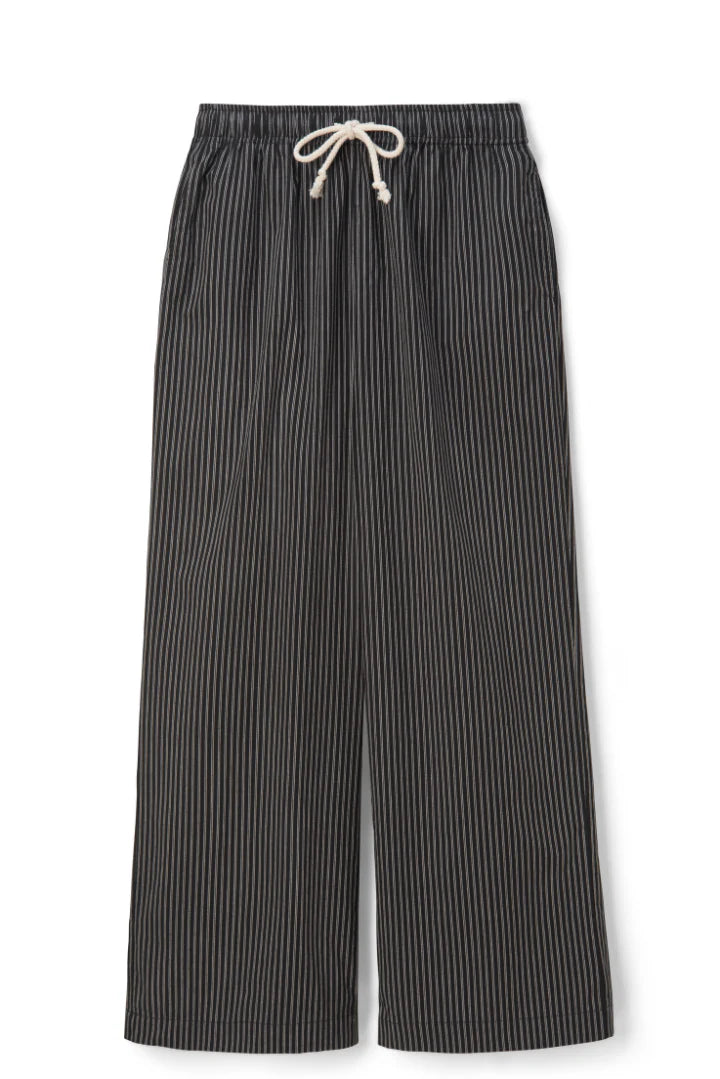 Andi Poplin Pants in Black Stripe