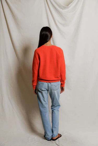 Ziggy Reverse Fleece Crewneck Sweatshirt in Clementine