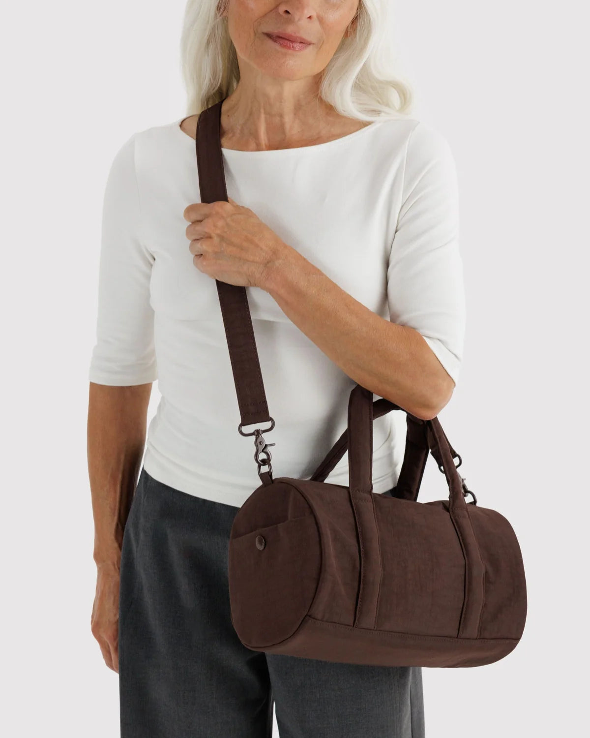 Nylon Duffle Bag in Coffee