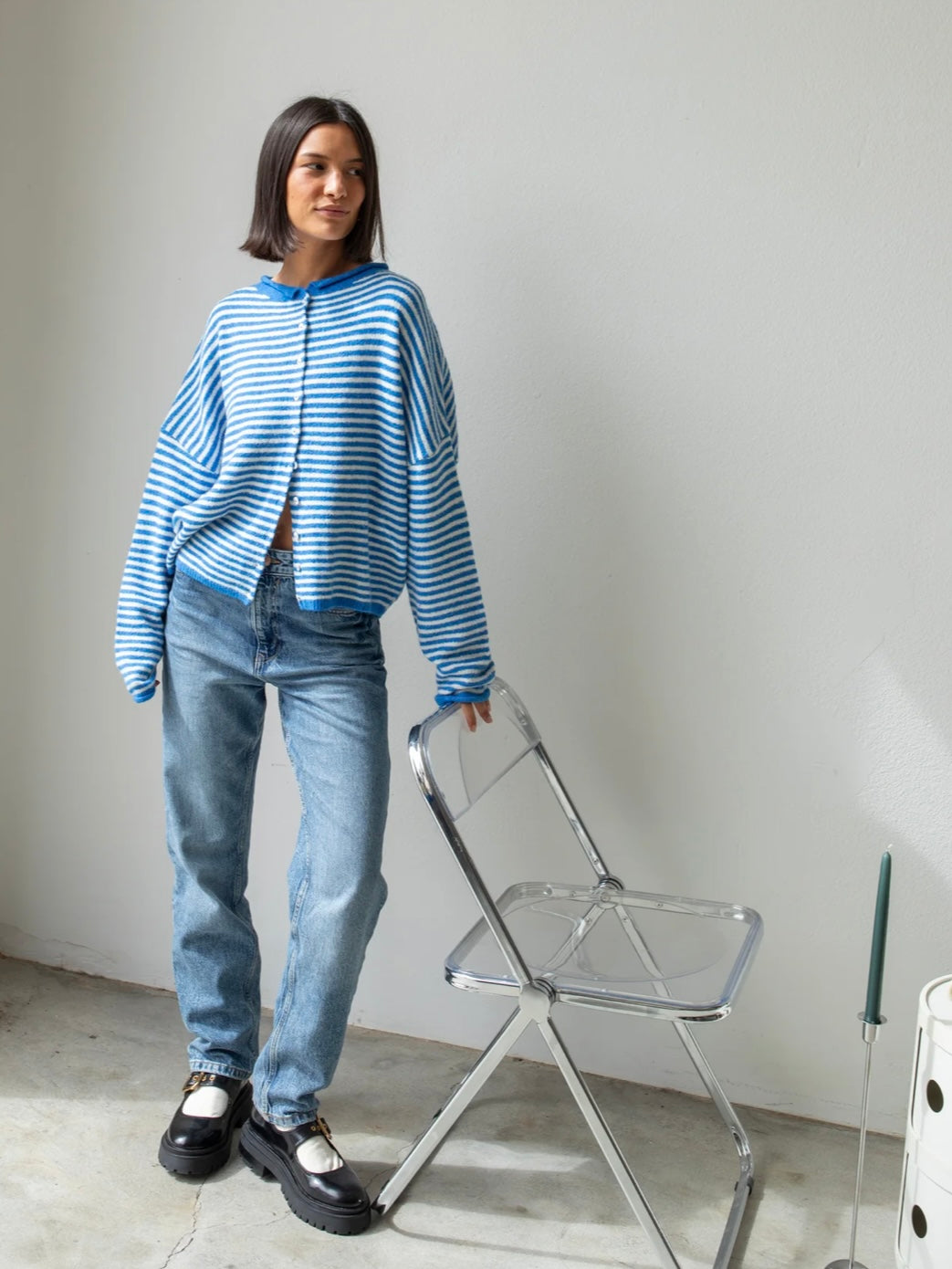 Maisie Sweater in Cobalt Stripe