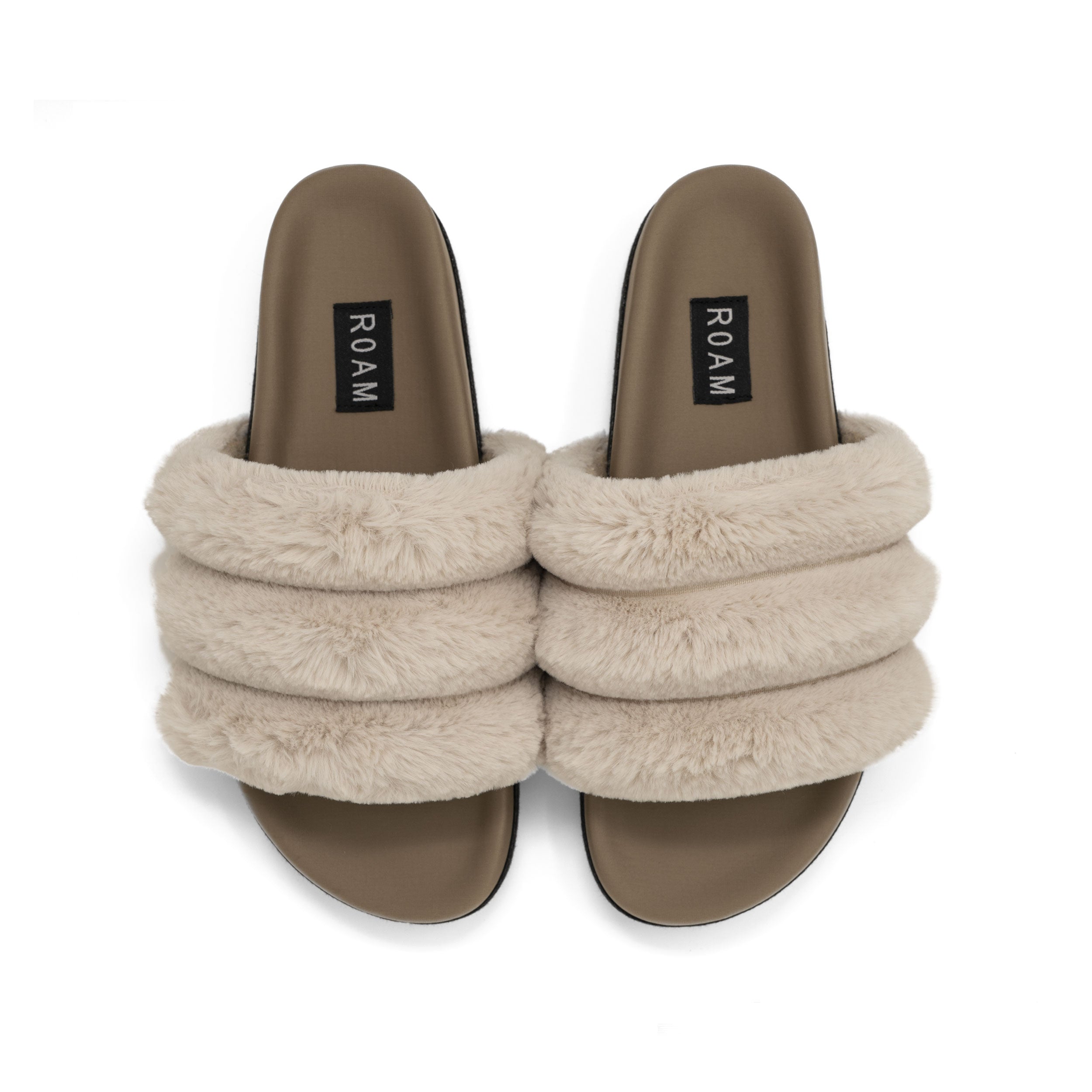 ROAM Fuzzy Loafer Mule Cement Faux Shearling