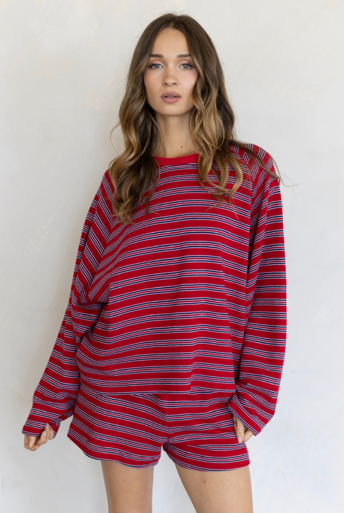 Elise Striped Lounge Set in Poppy