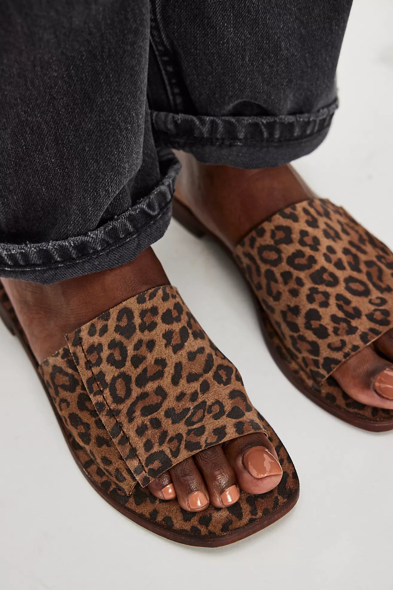 Free People Verona Slide Sandal in Leopard