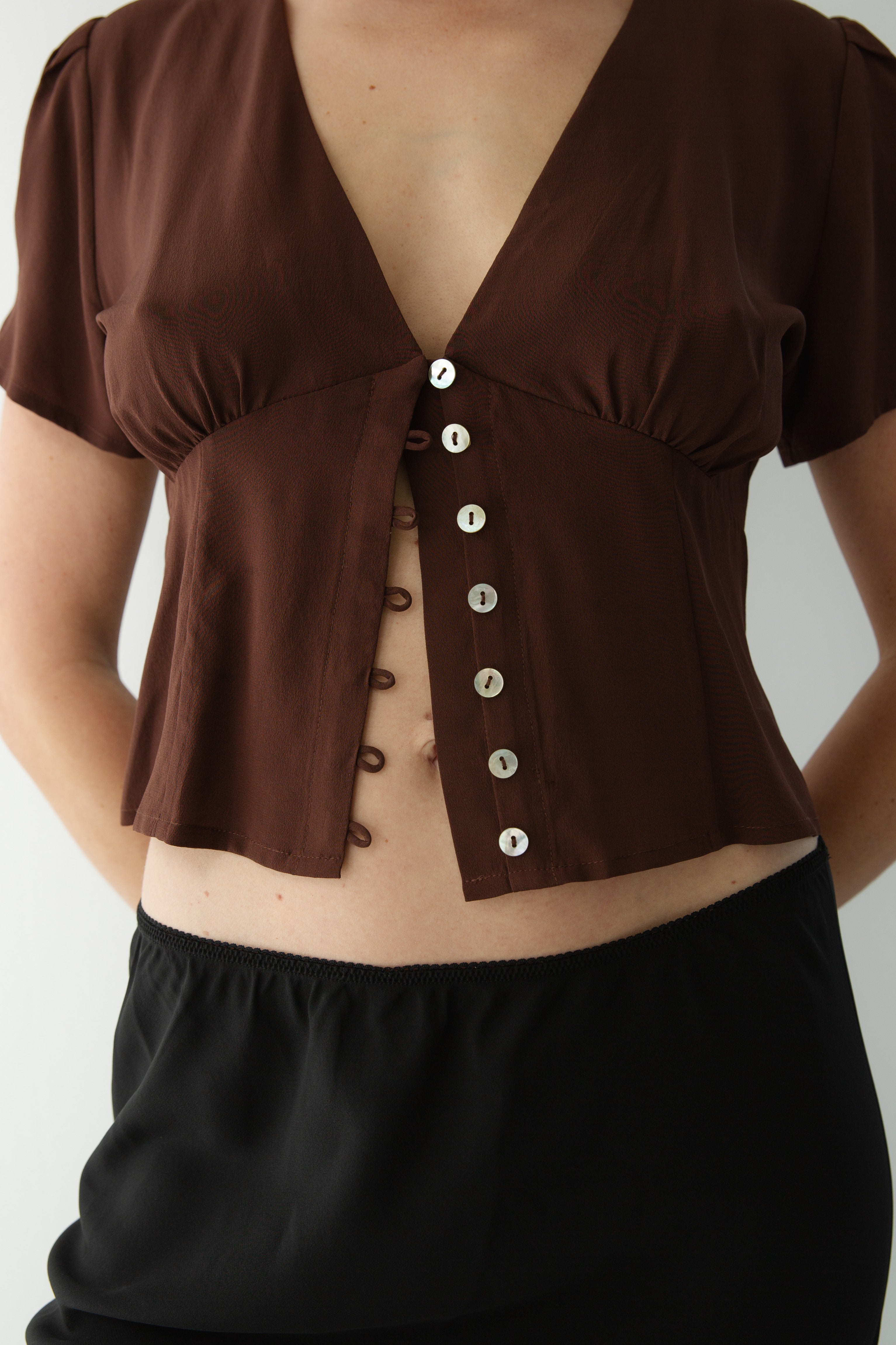 Cap Sleeve Blouse in Ciocco
