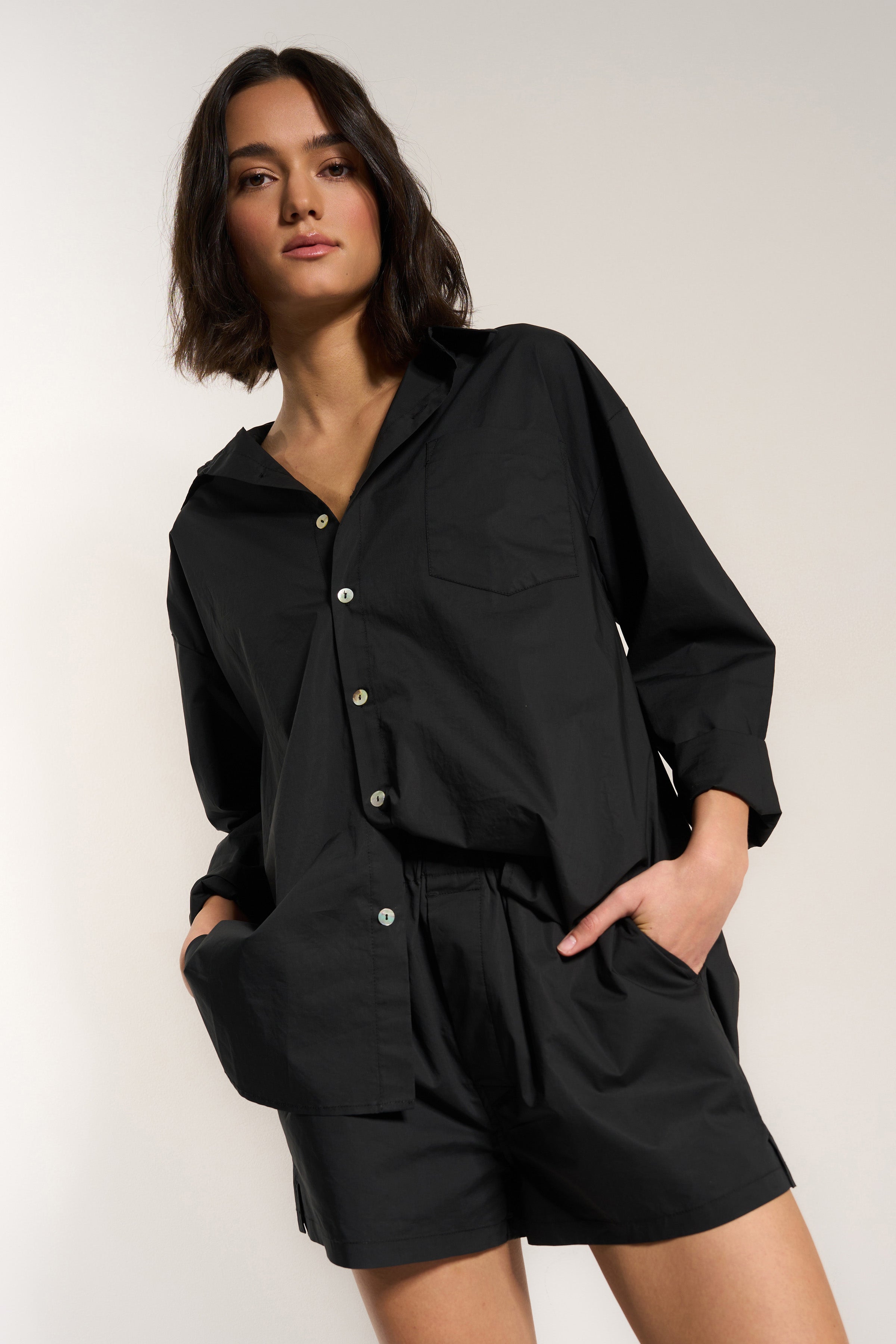 The Poplin Button Down - Black