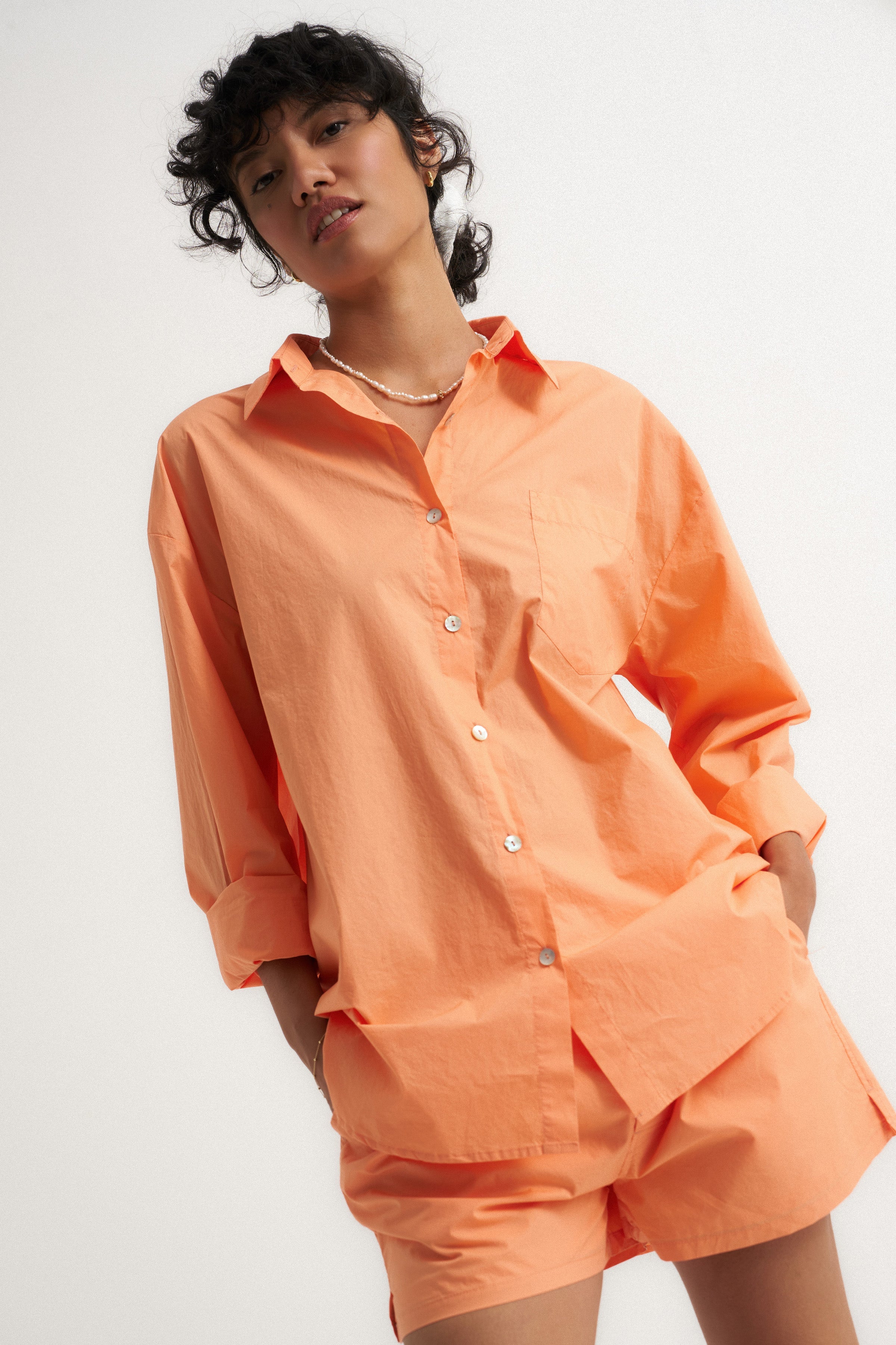 The Poplin Button Down - Peach