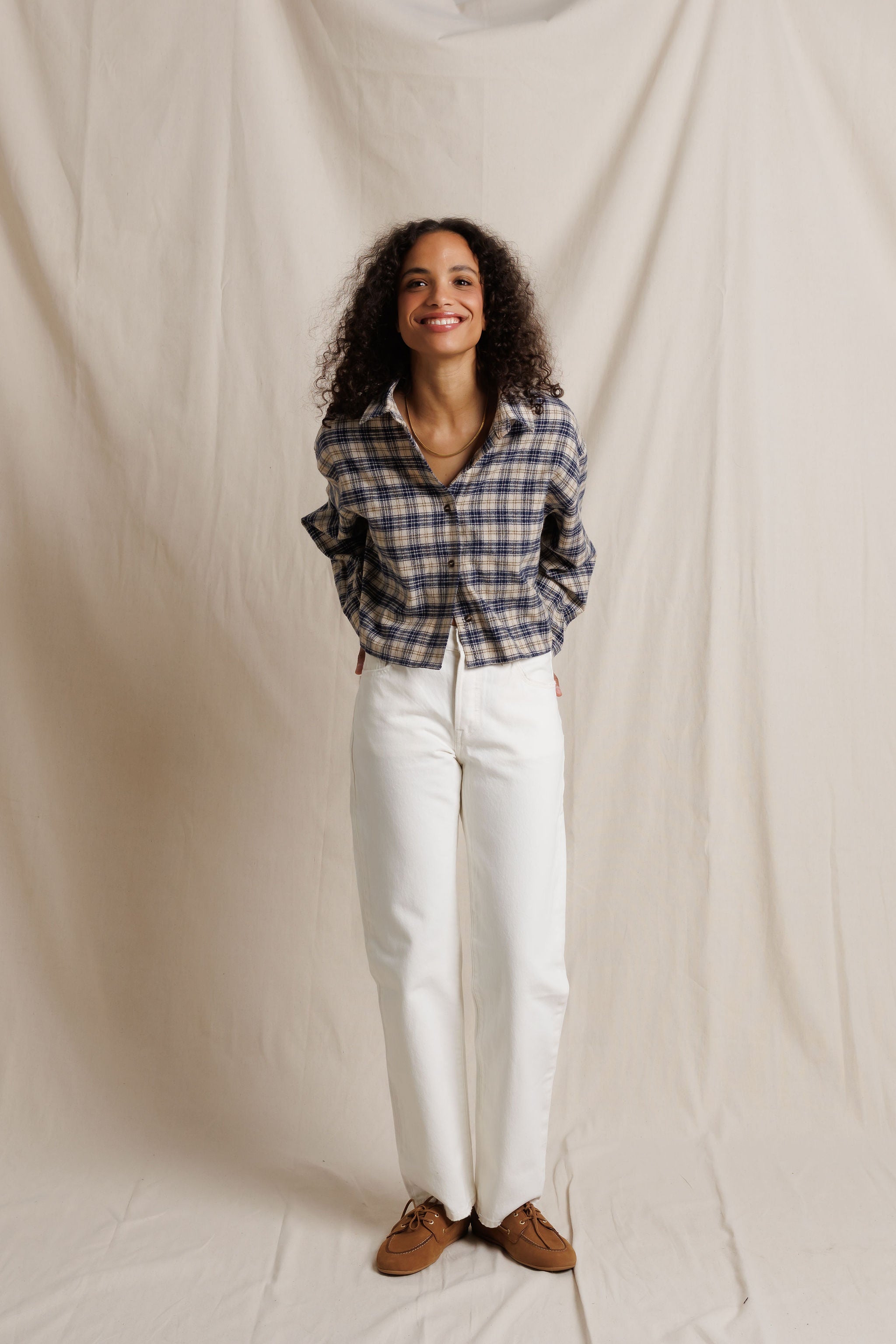 Tate Plaid Button Up in Sugar Plaid