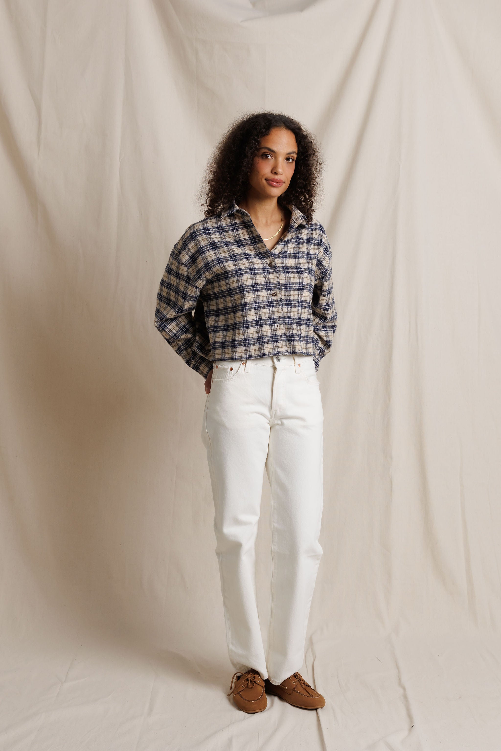 Tate Plaid Button Up in Sugar Plaid