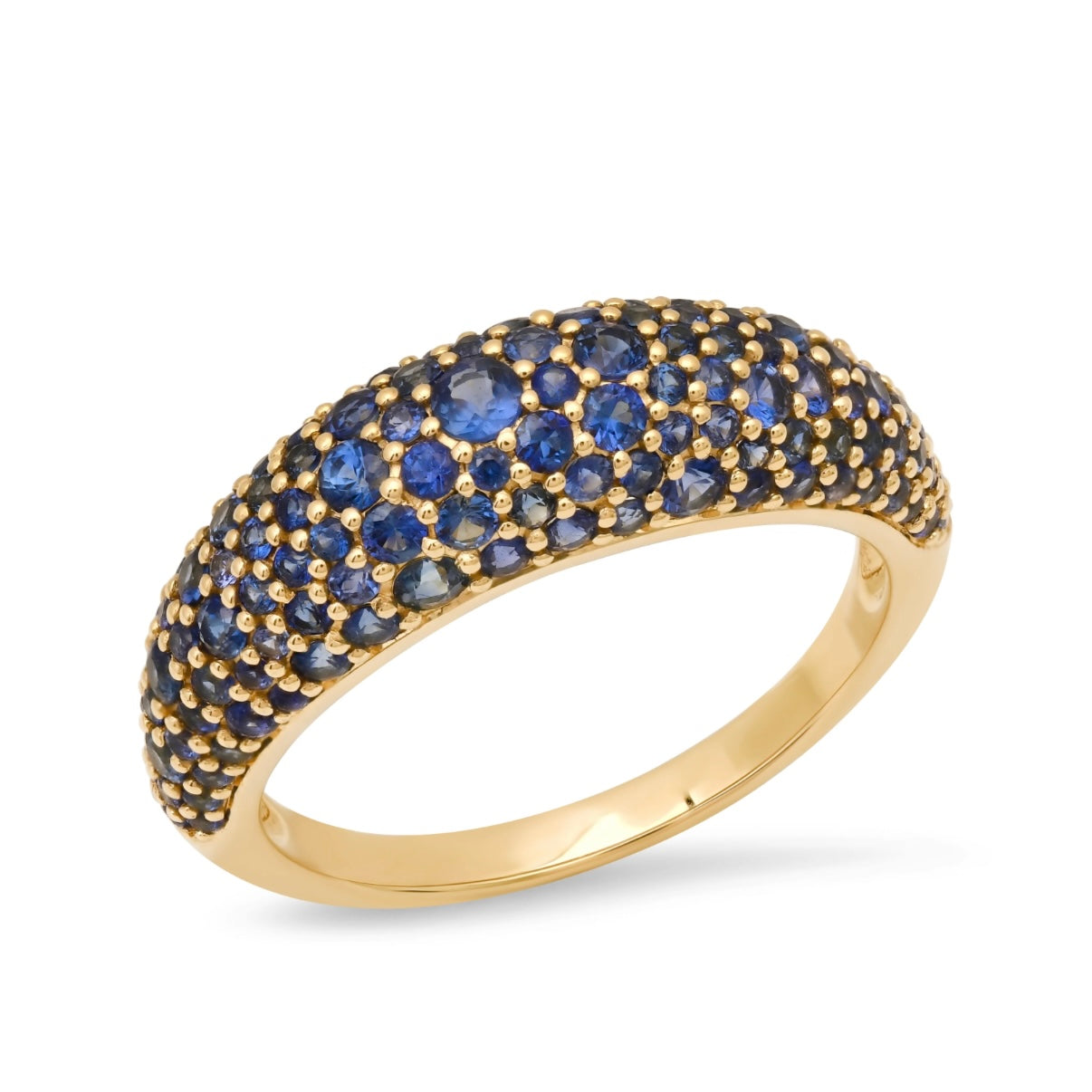 Blue Sapphire Crescent Domed Ring