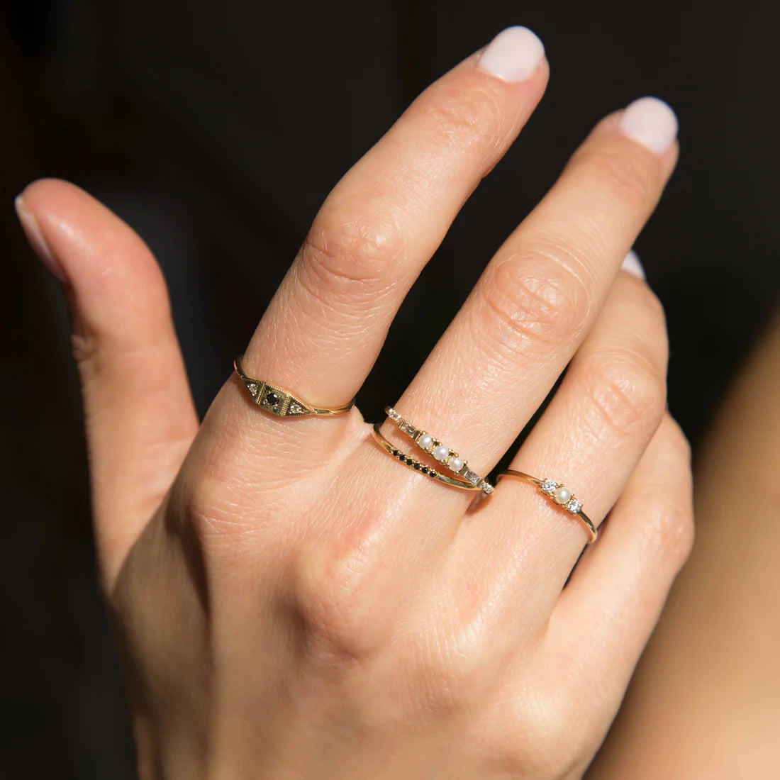 Mini Deco Point Ring - Black Diamond