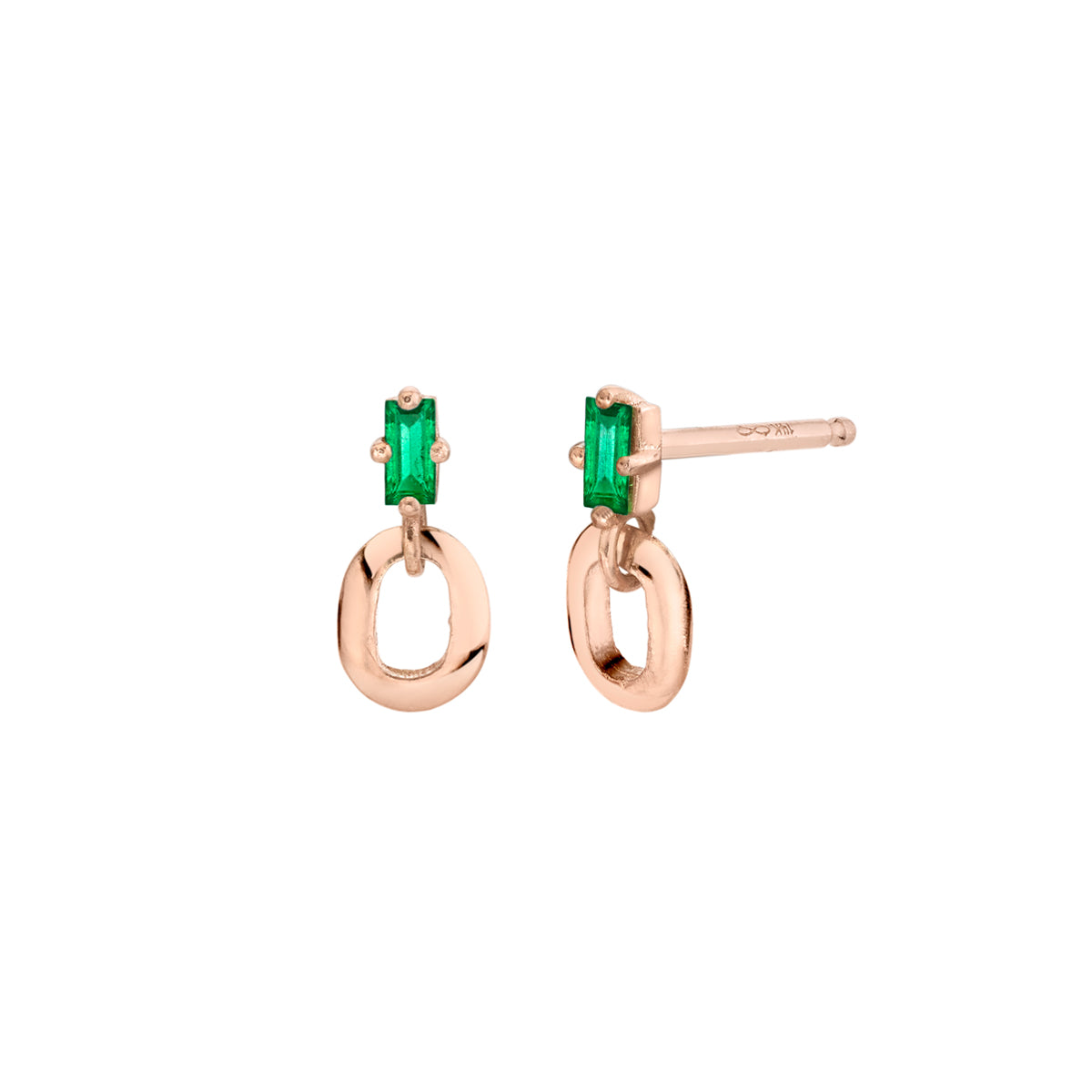 Emerald Baguette and XS Link Stud