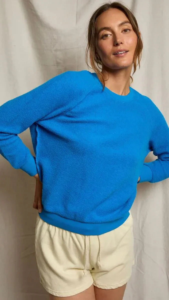 Ziggy Reverse Fleece Crewneck Sweatshirt in Cobalt