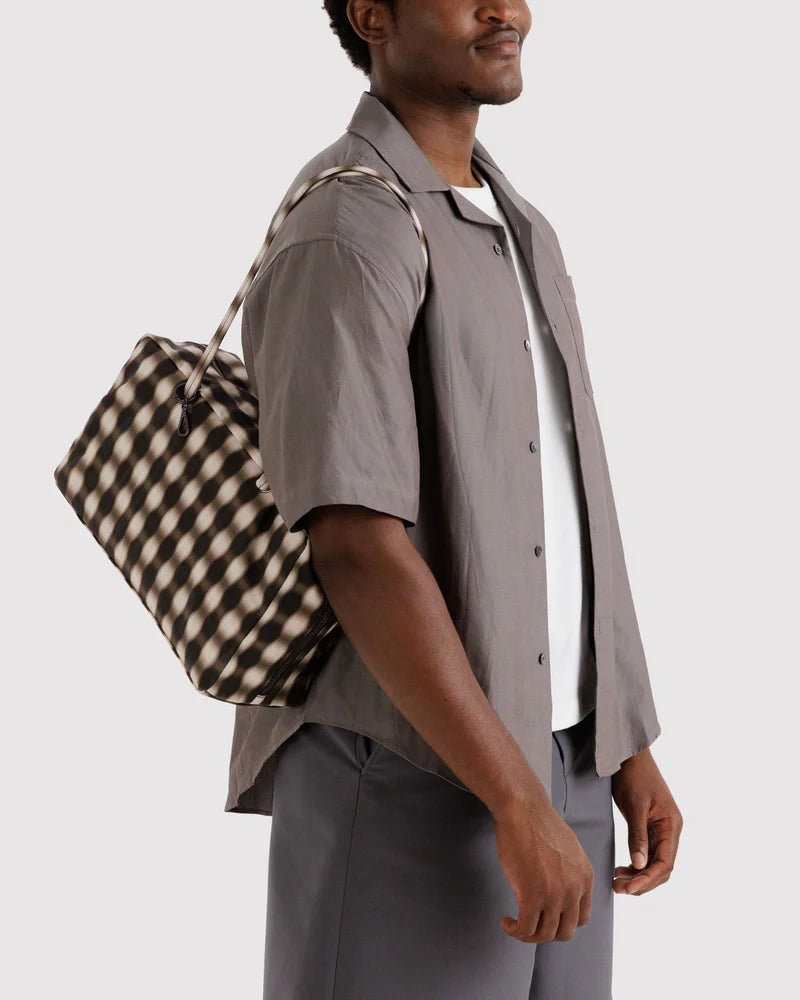 Medium Bowler Bag in Blurred Gingham Brown