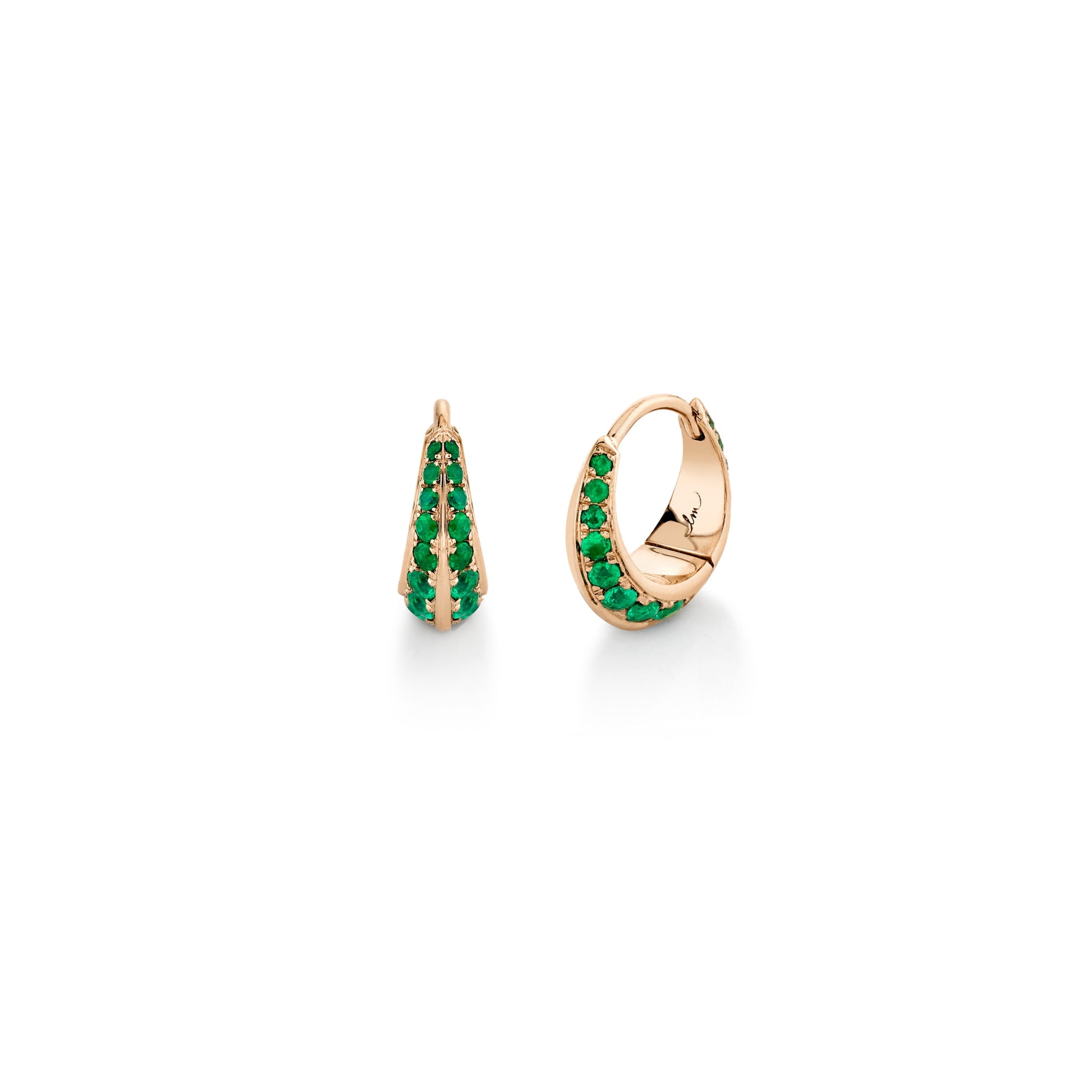 Small Crescent Hoops With Double Sided Pave