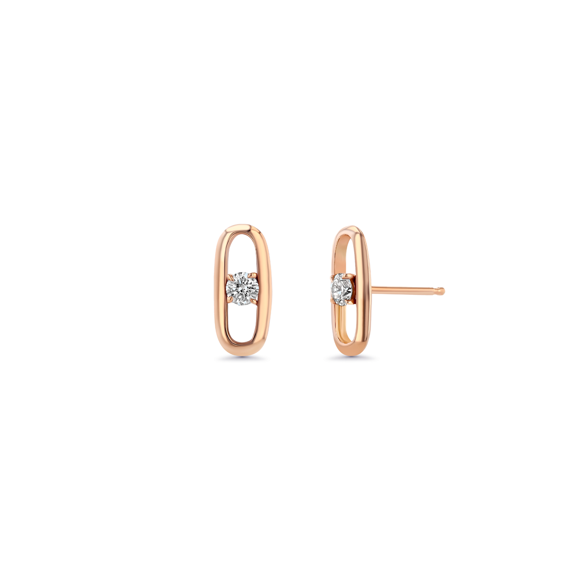 Link Stud With Prong Set Diamond